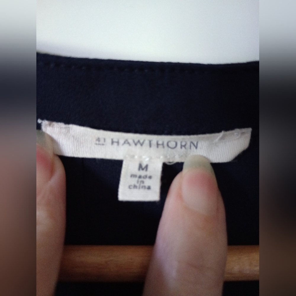41 Hawthorn Navy Blouse With Roll Up Sleeves Size Medium - Picture 10 of 11